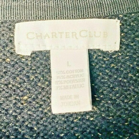 CHARTER CLUB Women Long Sleeve Pull Over V-Neck Casual Sweater Top Size Large - Picture 10 of 10